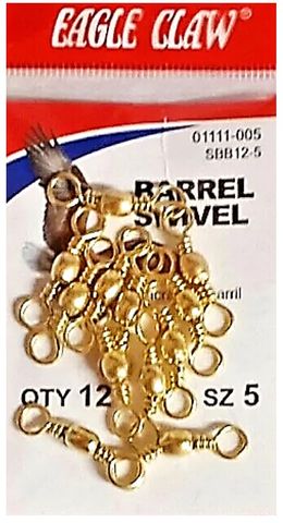 #5 BRASS BARREL SWIVEL 12PK   12PK/BX