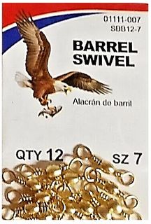 #7 BRASS BARREL SWIVEL 12PK   12PK/BX