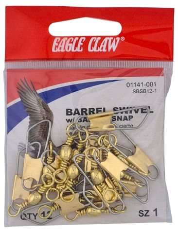 #1 BRASS BARREL SWIVEL W/SAFETY SNAP 12PK   12PK/BX