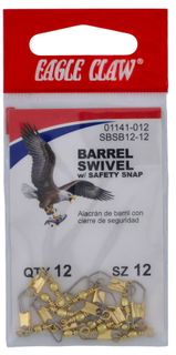 #12 BRASS BARREL SWIVEL W/SAFETY SNAP 12PK   12PK/BX