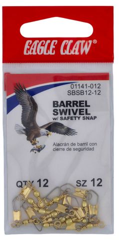 #12 BRASS BARREL SWIVEL W/SAFETY SNAP 12PK   12PK/BX
