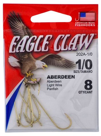 1/0 GOLD ABERDEEN HOOK 8PK
