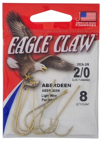 2/0 GOLD ABERDEEN HOOK 8PK
