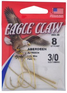 3/0 GOLD ABERDEEN HOOK 8PK