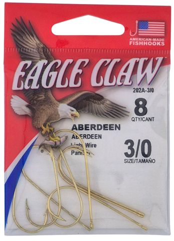 3/0 GOLD ABERDEEN HOOK 8PK
