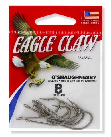 3/0 STAINLESS STEEL O'SHAUGHNESSY HOOKS 8PK