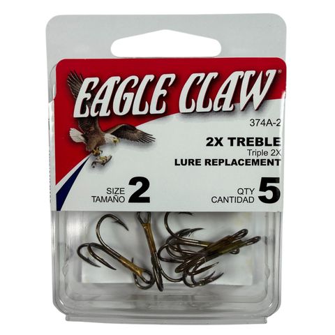 #2 BRONZE 2X TREBLE HOOKS 5PK