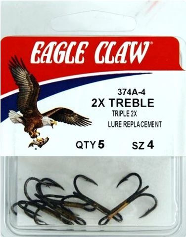 #4 BRONZE 2X TREBLE HOOKS 5PK