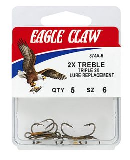 #6 BRONZE 2X TREBLE HOOKS 5PK