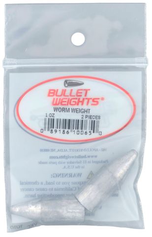 1 OZ BULLET WORM WEIGHTS 2PK    12PK/BX
