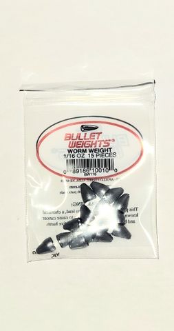 1/16 OZ BULLET WORM WEIGHTS 15PK   12PK/BX