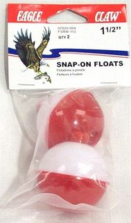 1-1/2" RED & WHITE PLASTIC SNAP-ON FLOATS 2PK