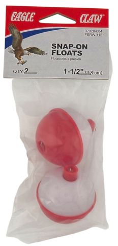 1-1/2" RED & WHITE PLASTIC SNAP-ON FLOATS 2PK