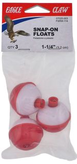 1-1/4" RED & WHITE PLASTIC SNAP-ON FLOATS 3PK