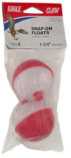 1-3/4" RED & WHITE PLASTIC SNAP-ON FLOATS 2PK