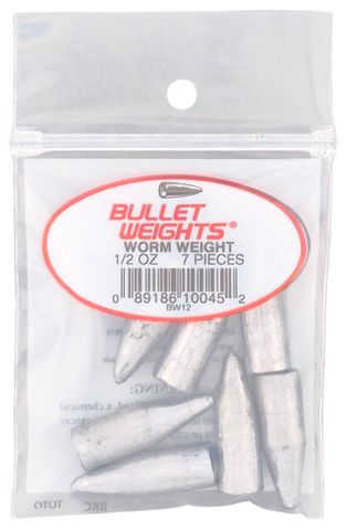 1/2 OZ BULLET WORM WEIGHTS 7PK   12PK/BX