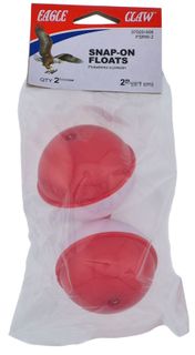 2" RED & WHITE PLASTIC SNAP-ON FLOATS 2PK