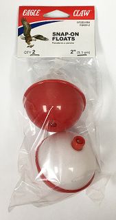 2" RED & WHITE PLASTIC SNAP-ON FLOATS 2PK
