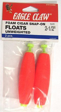 2" UNWEIGHTED FOAM CIGAR SNAP-ON FLOATS 2PK