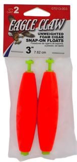 3" UNWEIGHTED FOAM CIGAR SNAP-ON FLOATS 2PK