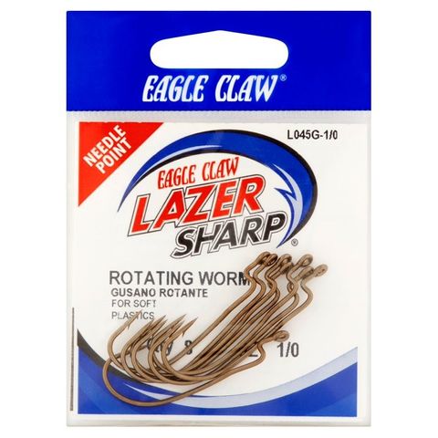 1/0 BRONZE LAZER ROTATING WORM HOOK 8PK