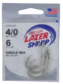 4/0 LAZER CIRCLE SEA- SEA GUARD HOOKS 6PK