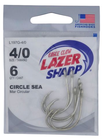 4/0 LAZER CIRCLE SEA- SEA GUARD HOOKS 6PK