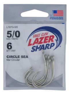 5/0 LAZER CIRCLE SEA- SEA GUARD HOOKS 6PK