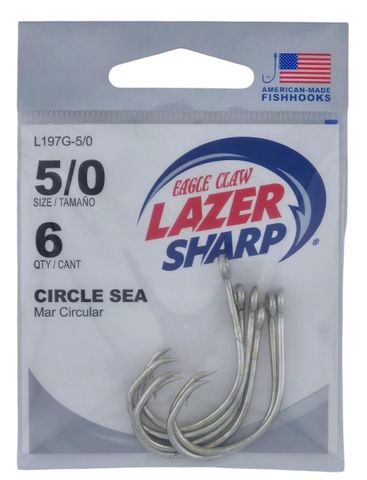5/0 LAZER CIRCLE SEA- SEA GUARD HOOKS 6PK