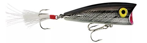 1/4 OZ POP-R TOPWATER LURE SILVER/BLACK  2.5"