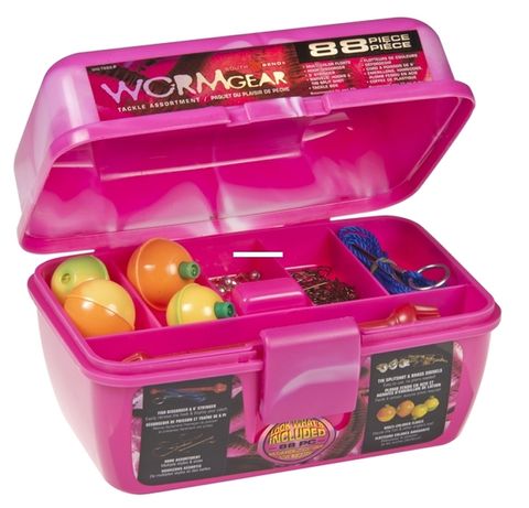 88 PC WORM GEAR TACKLE BOX PINK