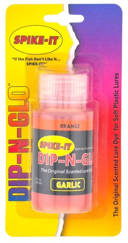 2 OZ SPIKE-IT DIP-N-GLO GARLIC SCENTED LURE DYE ORANGE