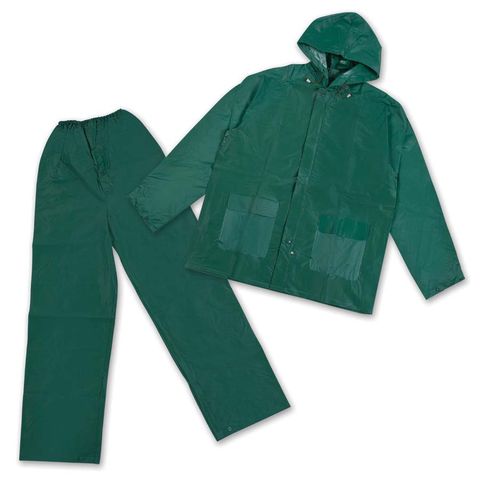 2 PC LAMINATED INDUSTRIAL RAINSUIT MED. GREEN .20MM