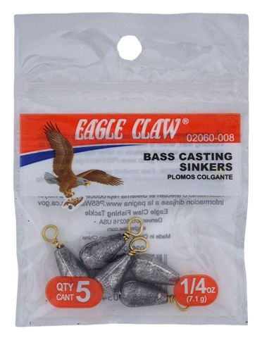 1/4 OZ BASS CASTING SINKERS #8 5PK   12PK/BX