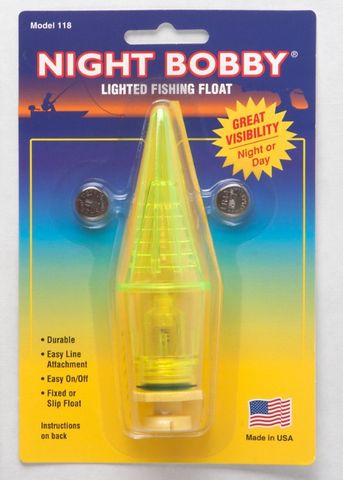 **WSL** 1-1/8" STICK NIGHT BOBBY LIGHTED FISHING FLOAT YELLOW