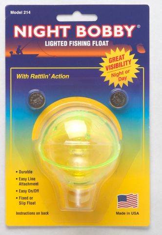 2-1/4" ROUND NIGHT BOBBY LIGHTED FISHING FLOAT YELLOW