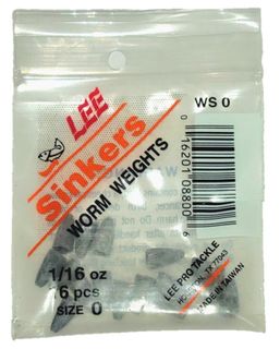 1/16 OZ WORM WEIGHT SINKERS ZIPLOC PKG SZ 0