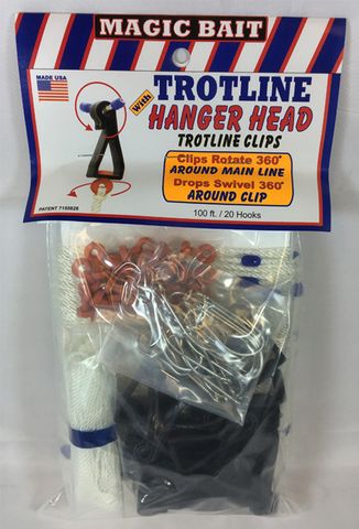 100' ECONOMY TROTLINE 20 HOOKS, SWIVELS & HANGERHEAD CLIPS