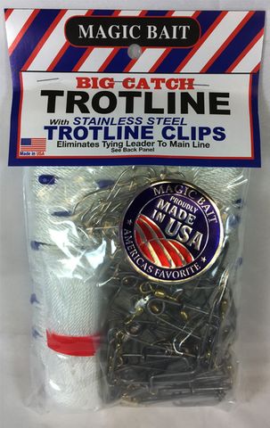 150' BIG CATCH TROTLINE 25 HOOKS, SWIVLES & STAINLESS CLIPS