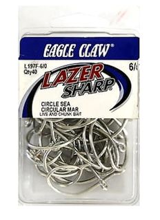 6/0 LAZER CIRCLE SEA- SEA GUARD HOOKS 40PK