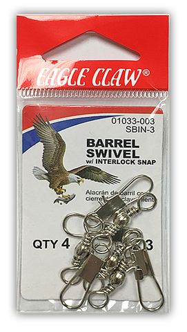 #3 NICKEL BARREL SWIVEL W/INTERLOCK SNAP