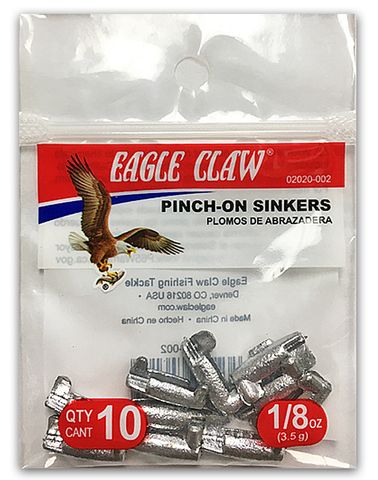 1/8 OZ PINCH-ON SPLIT SINKERS 10PK   12PK/BX