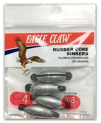 3/8 OZ RUBBER CORE- TWIST LOCK SINKERS 4PK   12PK/BX