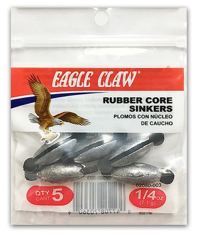 1/4 OZ RUBBER CORE- TWIST LOCK SINKERS 5PK   12PK/BX