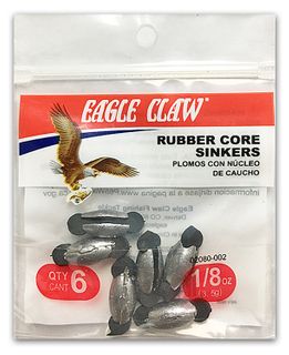 1/8 OZ RUBBER CORE- TWIST LOCK SINKERS 6PK   12PK/BX