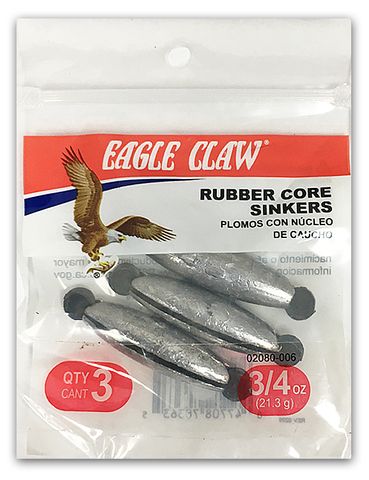 3/4 OZ RUBBER CORE- TWIST LOCK SINKERS 4PK   12PK/BX