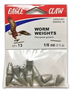 1/8 OZ WORM WEIGHT SINKERS 13PK   12PK/BX