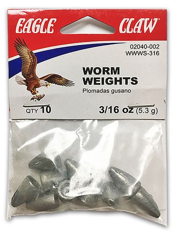 3/16 OZ WORM WEIGHT SINKERS 10PK   12PK/BX