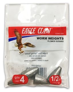 1/2 OZ WORM WEIGHT SINKERS 4PK   12PK/BX