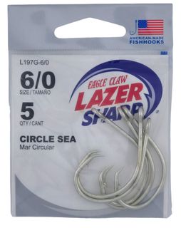 6/0 LAZER CIRCLE SEA- SEA GUARD HOOKS 5PK